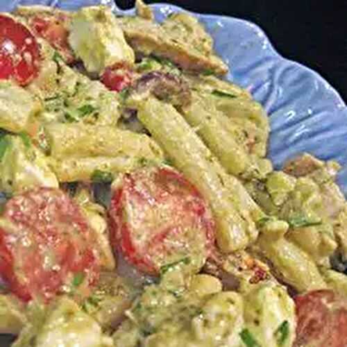 Pesto Pasta Salad with Grilled Chicken Breasts