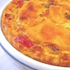 Beef & Pepper Quiche, Rice Crust