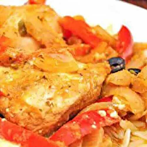 Greek-Style Chicken on Orzo