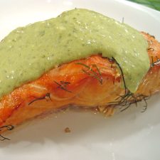 Grilled Salmon with Pesto Sauce