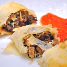 Mushroom Strudel with Tomato Sauce