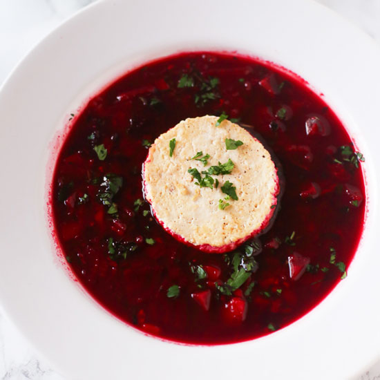 Beet Borscht with an Egg (Vegan)