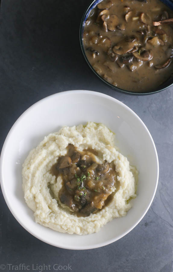 Cauliflower Mashed Potato with Mushroom Gravy