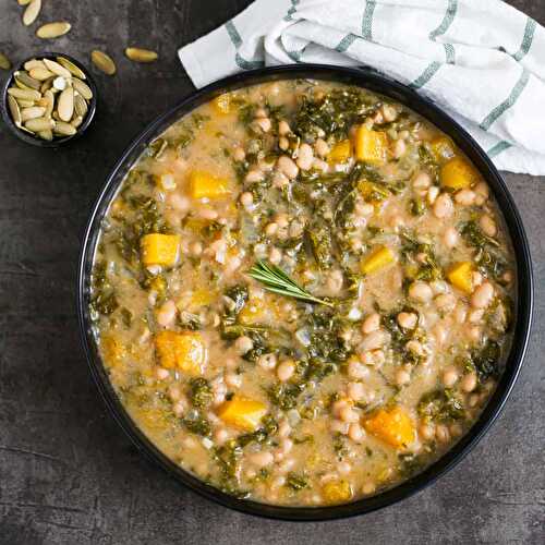 Butternut Squash Soup with Kale and White beans