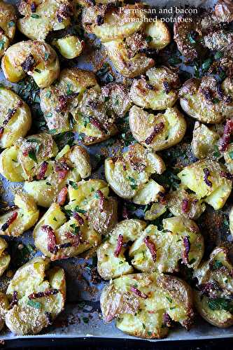 Bacon and parmesan smashed potatoes