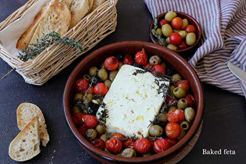 Baked feta with tomatoes and olives