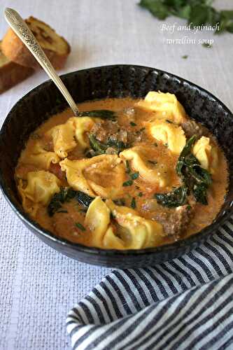 Beef and spinach tortellini soup