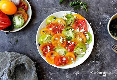 Colorful heirloom tomatoes salad
