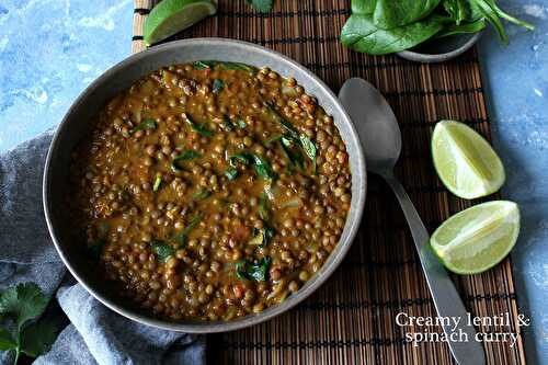 Creamy lentils and spinach curry (vegan)