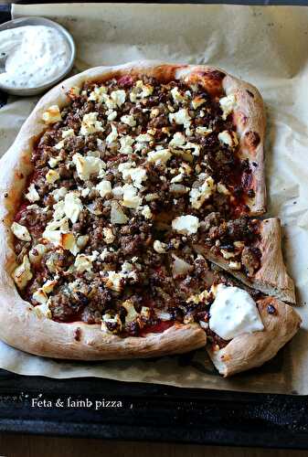 Feta and lamb pizza