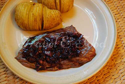 Flank steak with shallots sauce