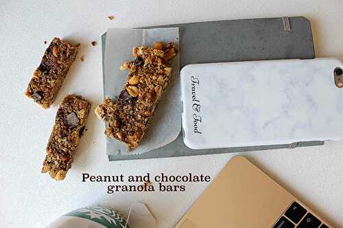 Homemade chocolate and peanuts granola bars