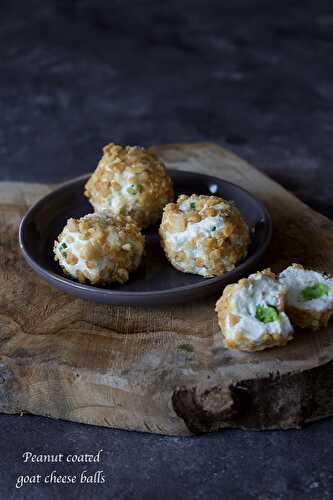 Peanut coated goat cheese balls
