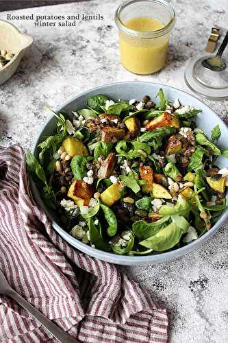 Roasted potatoes and lentils Winter salad