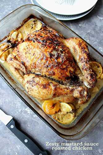 Thyme and zesty mustard sauce roasted chicken