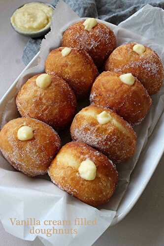Vanilla cream filled doughnuts