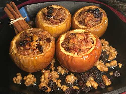 Baked Apples with Caramelized Raisins, Nuts, Spice & Amaretto