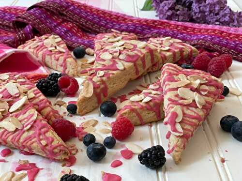 Almond Scones with Berry Icing