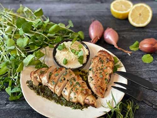 Baked Chicken Breast with Goat Cheese and Tarragon-Watercress Vinaigrette