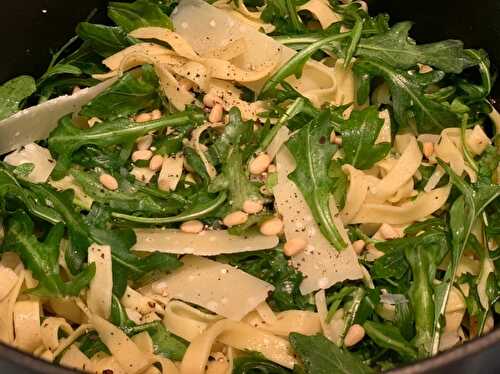 Arugula Pasta with shaved Parmesan & pine nuts