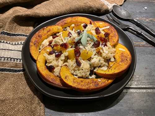 Roasted Pumpkin & Sage Brown Butter Risotto with Cranberries and Goat Cheese