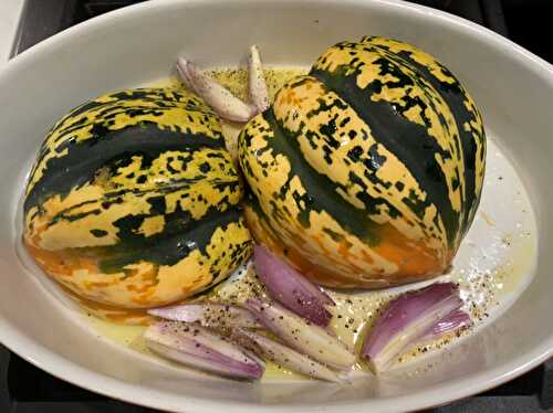 Twice-baked Carnival Squash with Shallots & Parmesan