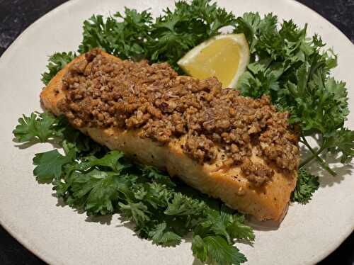 Grilled Salmon with Pecan-Bran-Maple Crust