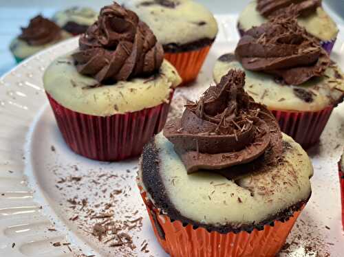 Black Bottom Cupcakes with Cocoa Buttercream Frosting