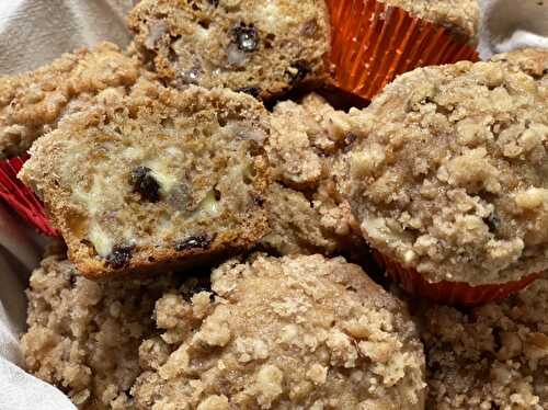 Cranberry & Raisin Bran Muffins with Nut and Spice Streusel Topping