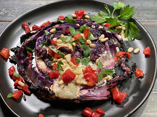 Grilled Cabbage Steaks with Tahini-Feta Dressing
