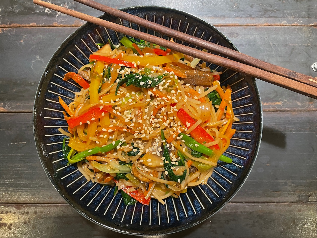 Japchae (Korean Noodle & Veggie Stir Fry)