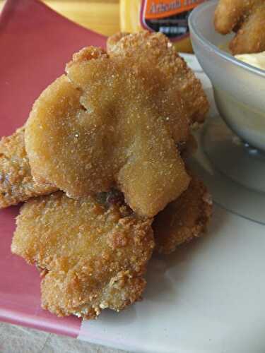 Crouton Coated, Beer Battered Mushrooms with Spicy Mustard Dip