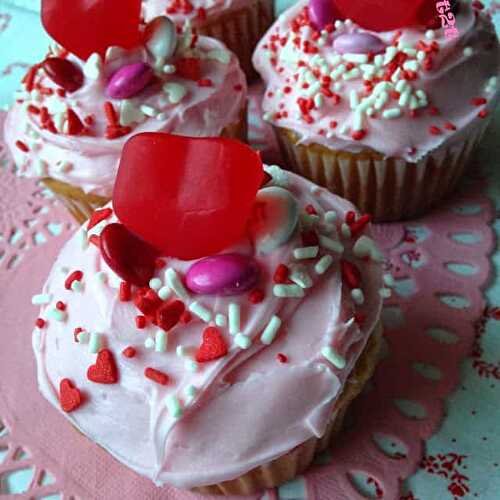 Cream Filled Valentine Funfetti Cupcakes