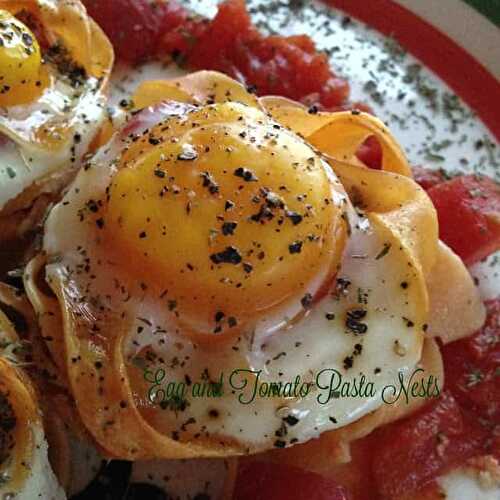 Eggs in Tomato Pasta Nests