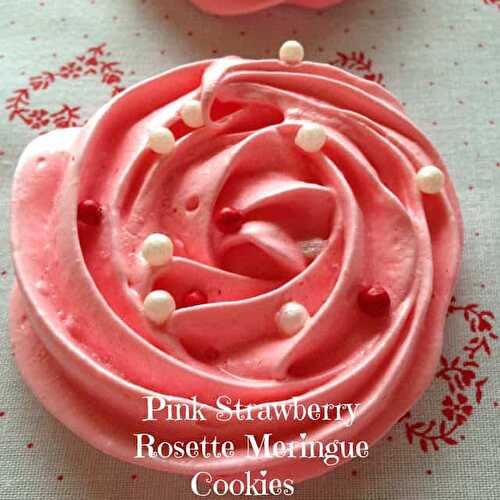 Pink Strawberry Rosette Meringue Cookies