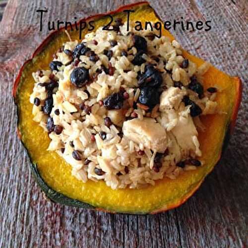 Brown Rice Medley, Blueberry and Chicken Stuffed Squash