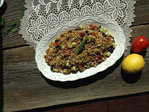 Easy Freekeh Salad Recipe with Nuts, Lemon, Garlic and Fresh Herbs