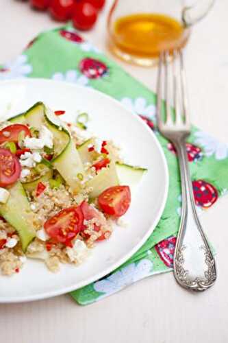 Vegan Quinoa Salad with Garlic, Veggies and Fresh Herbs