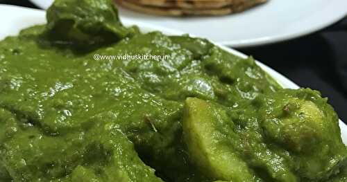 Aloo Palak - Side dish for Roti / Chapathi ( with step by step pictures)