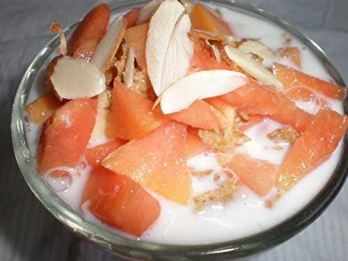 Fruits and Milk Parfait for Breakfast