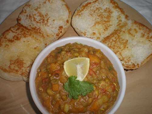 Pav Bhaji with moong dhal sprouts