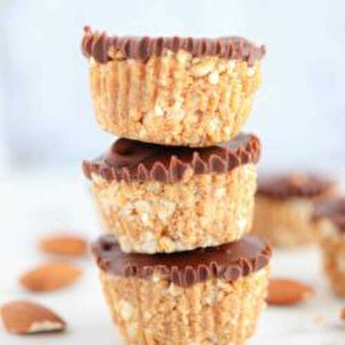 Almond Butter Rice Crispy Cups with Chocolate