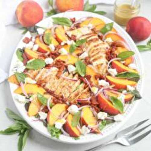 Peach, Bacon and Chicken Salad with Goat Cheese