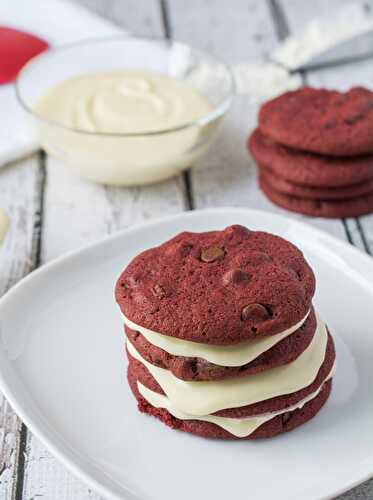 Red Velvet Chocolate Chip Cookies with Cream Cheese Frosting
