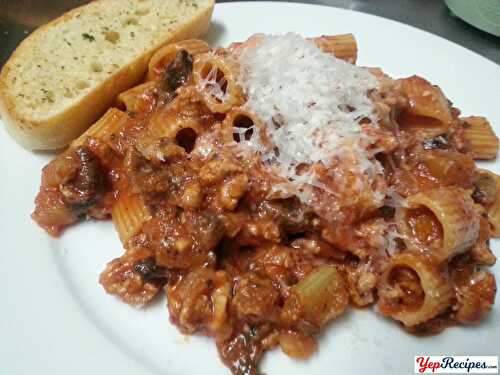 Simple Pork Bolognese with Rigatoni