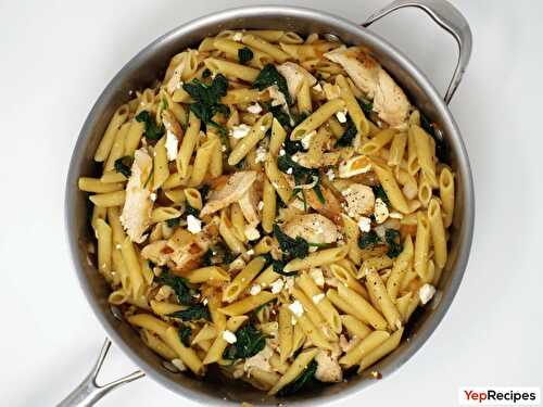 Chicken and Spinach Penne Pasta with Feta Cheese