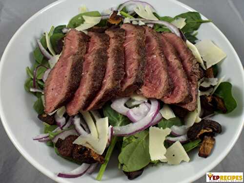 Steak and Roasted Mushroom Spinach Salad