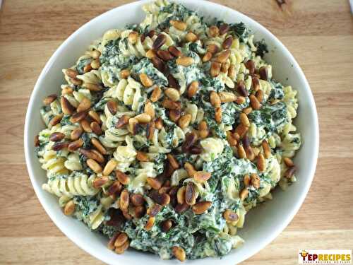 Rotini with Ricotta, Spinach and Toasted Pine Nuts