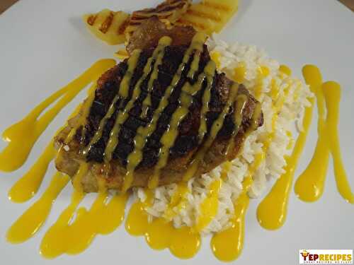 Jerk Chicken with Coconut Rice and Mango Sauce