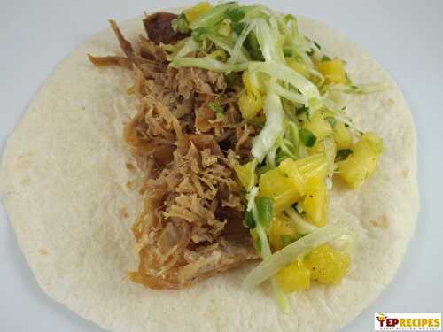 Slow Cooker Kalua Pork Tacos with Spicy Pineapple Slaw